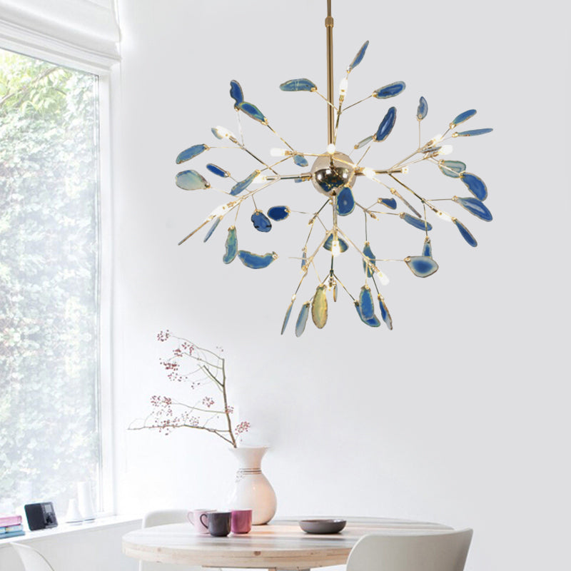 Modern Style Firefly Ceiling Pendant Lamp Agate 4/16 Lights Living Room Chandelier Lighting in Blue/Green Clearhalo 'Ceiling Lights' 'Chandeliers' 'Modern Chandeliers' 'Modern' Lighting' 771943