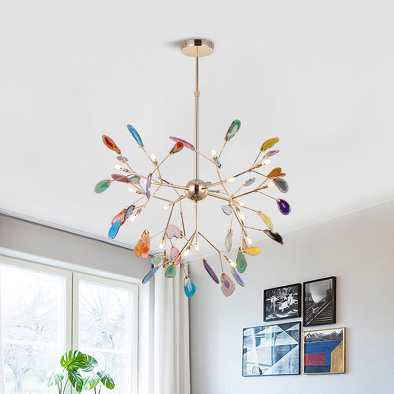 Modern Style Firefly Ceiling Pendant Lamp Agate 4/16 Lights Living Room Chandelier Lighting in Blue/Green Clearhalo 'Ceiling Lights' 'Chandeliers' 'Modern Chandeliers' 'Modern' Lighting' 771947