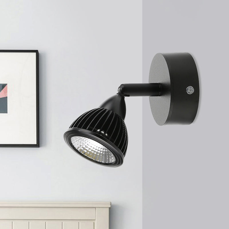 Rotatable Domed Wall Sconce Light Modern Metal LED Black/White Wall Lamp with/without Switch in Warm/White Light Black No Switch Clearhalo 'Cast Iron' 'Glass' 'Industrial' 'Modern wall lights' 'Modern' 'Tiffany' 'Traditional wall lights' 'Wall Lamps & Sconces' 'Wall Lights' Lighting' 772001