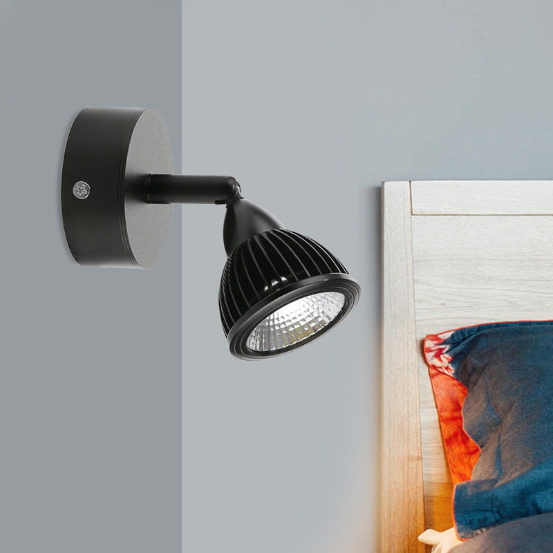 Rotatable Domed Wall Sconce Light Modern Metal LED Black/White Wall Lamp with/without Switch in Warm/White Light Clearhalo 'Cast Iron' 'Glass' 'Industrial' 'Modern wall lights' 'Modern' 'Tiffany' 'Traditional wall lights' 'Wall Lamps & Sconces' 'Wall Lights' Lighting' 772002