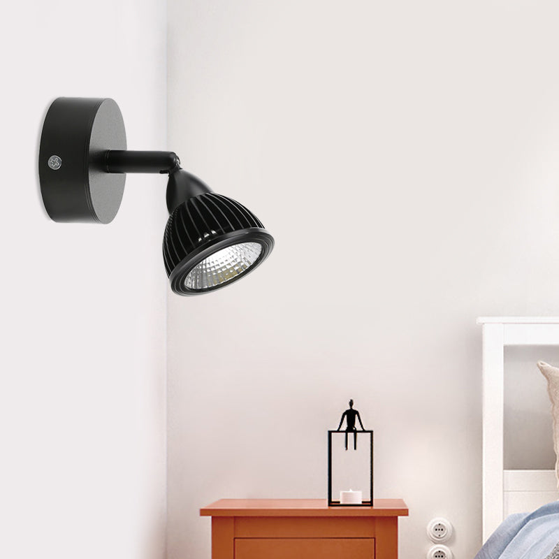 Rotatable Domed Wall Sconce Light Modern Metal LED Black/White Wall Lamp with/without Switch in Warm/White Light Clearhalo 'Cast Iron' 'Glass' 'Industrial' 'Modern wall lights' 'Modern' 'Tiffany' 'Traditional wall lights' 'Wall Lamps & Sconces' 'Wall Lights' Lighting' 772003