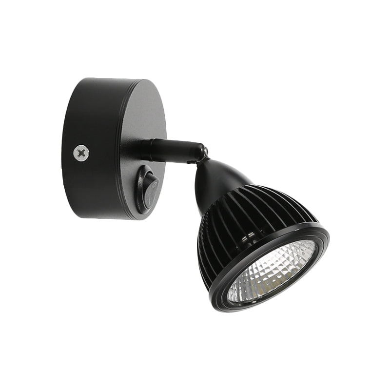 Rotatable Domed Wall Sconce Light Modern Metal LED Black/White Wall Lamp with/without Switch in Warm/White Light Clearhalo 'Cast Iron' 'Glass' 'Industrial' 'Modern wall lights' 'Modern' 'Tiffany' 'Traditional wall lights' 'Wall Lamps & Sconces' 'Wall Lights' Lighting' 772007