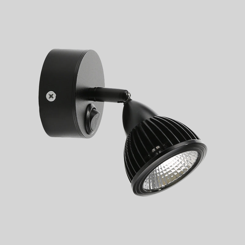 Rotatable Domed Wall Sconce Light Modern Metal LED Black/White Wall Lamp with/without Switch in Warm/White Light Clearhalo 'Cast Iron' 'Glass' 'Industrial' 'Modern wall lights' 'Modern' 'Tiffany' 'Traditional wall lights' 'Wall Lamps & Sconces' 'Wall Lights' Lighting' 772008