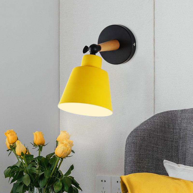 Macaron Loft Bucket Sconce Light Rotatable One Head Metal Wall Lamp for Restaurant Hotel Clearhalo 'Wall Lamps & Sconces' 'Wall Lights' Lighting' 772010