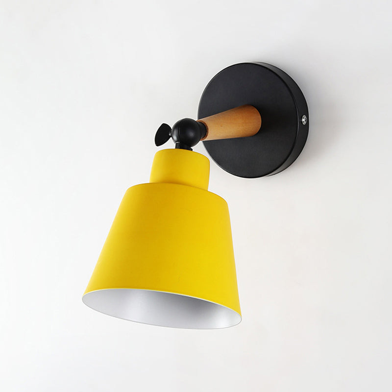 Macaron Loft Bucket Sconce Light Rotatable One Head Metal Wall Lamp for Restaurant Hotel Clearhalo 'Wall Lamps & Sconces' 'Wall Lights' Lighting' 772012