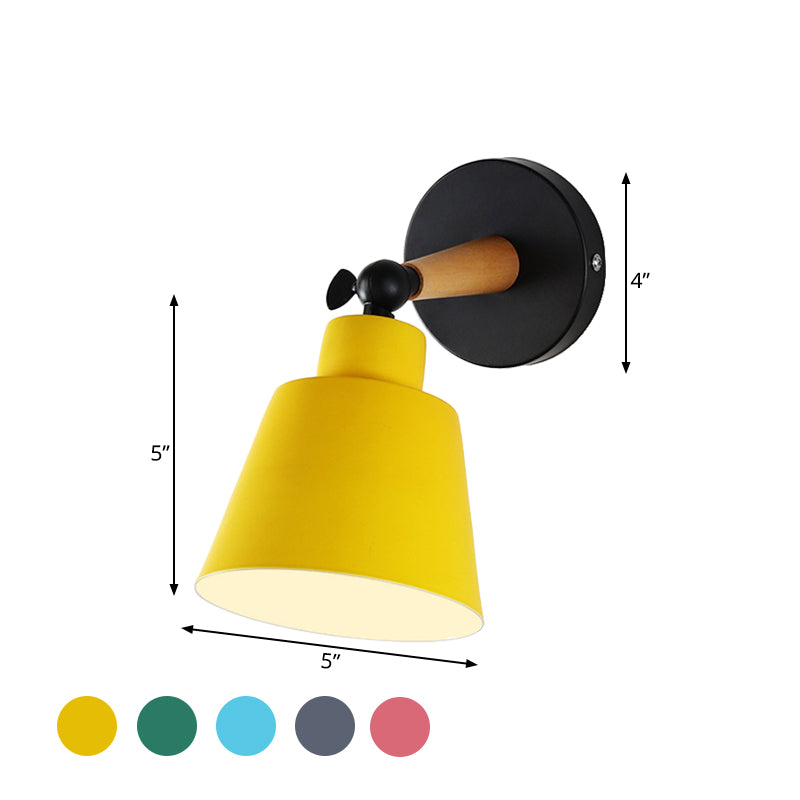 Macaron Loft Bucket Sconce Light Rotatable One Head Metal Wall Lamp for Restaurant Hotel Clearhalo 'Wall Lamps & Sconces' 'Wall Lights' Lighting' 772013