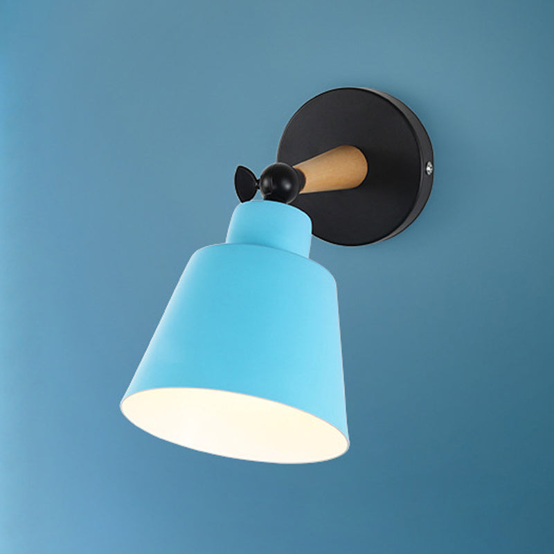 Macaron Loft Bucket Sconce Light Rotatable One Head Metal Wall Lamp for Restaurant Hotel Clearhalo 'Wall Lamps & Sconces' 'Wall Lights' Lighting' 772021