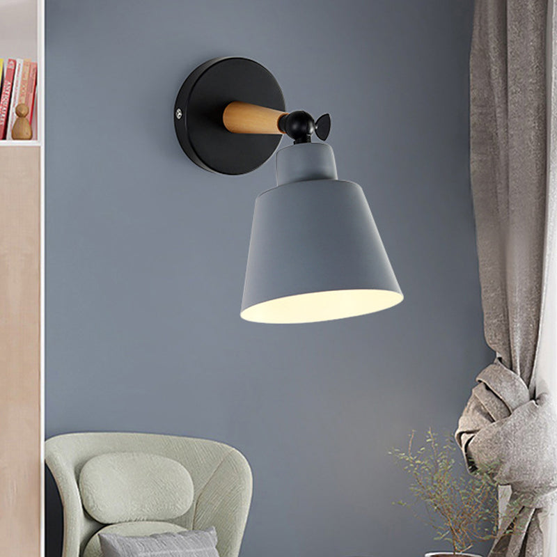 Macaron Loft Bucket Sconce Light Rotatable One Head Metal Wall Lamp for Restaurant Hotel Clearhalo 'Wall Lamps & Sconces' 'Wall Lights' Lighting' 772023