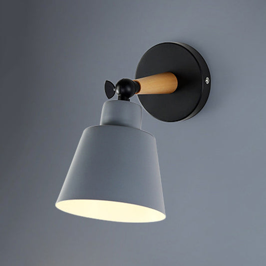 Macaron Loft Bucket Sconce Light Rotatable One Head Metal Wall Lamp for Restaurant Hotel Clearhalo 'Wall Lamps & Sconces' 'Wall Lights' Lighting' 772025