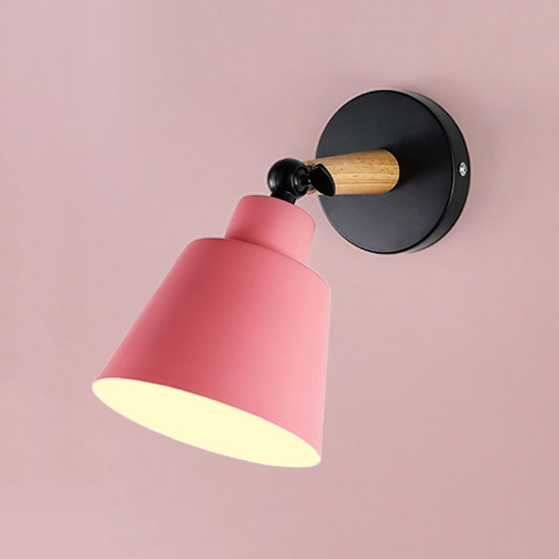 Macaron Loft Bucket Sconce Light Rotatable One Head Metal Wall Lamp for Restaurant Hotel Clearhalo 'Wall Lamps & Sconces' 'Wall Lights' Lighting' 772029