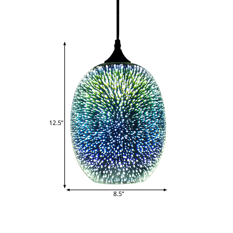 Cylinder/Oval/Cone Pendant Lighting Modern 3-D Colorful Glass 1 Light Chrome Led Hanging Ceiling Lamp Clearhalo 'Ceiling Lights' 'Glass shade' 'Glass' 'Modern Pendants' 'Modern' 'Pendant Lights' 'Pendants' Lighting' 772067