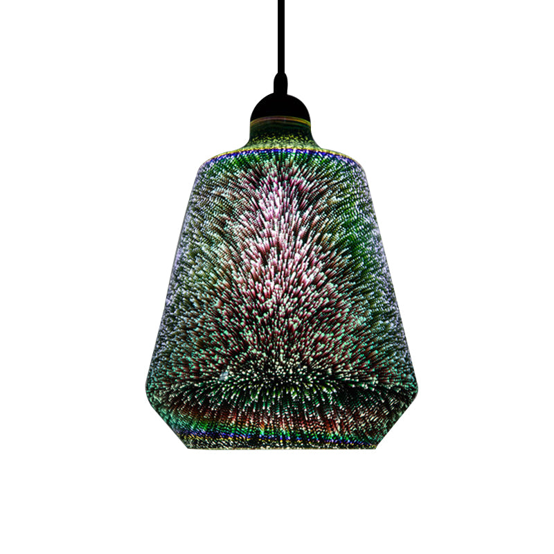 Cylinder/Oval/Cone Pendant Lighting Modern 3-D Colorful Glass 1 Light Chrome Led Hanging Ceiling Lamp Clearhalo 'Ceiling Lights' 'Glass shade' 'Glass' 'Modern Pendants' 'Modern' 'Pendant Lights' 'Pendants' Lighting' 772070