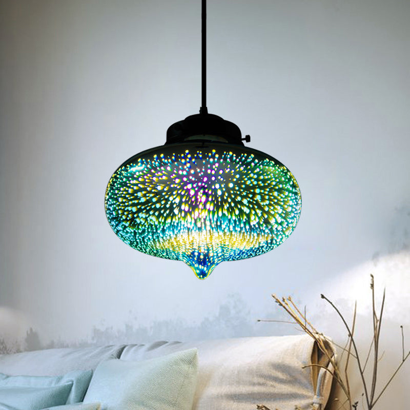 Cylinder/Oval/Cone Pendant Lighting Modern 3-D Colorful Glass 1 Light Chrome Led Hanging Ceiling Lamp Chrome D Clearhalo 'Ceiling Lights' 'Glass shade' 'Glass' 'Modern Pendants' 'Modern' 'Pendant Lights' 'Pendants' Lighting' 772073