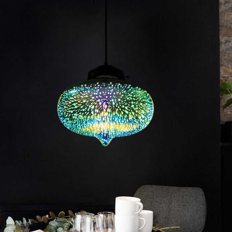 Cylinder/Oval/Cone Pendant Lighting Modern 3-D Colorful Glass 1 Light Chrome Led Hanging Ceiling Lamp Clearhalo 'Ceiling Lights' 'Glass shade' 'Glass' 'Modern Pendants' 'Modern' 'Pendant Lights' 'Pendants' Lighting' 772074