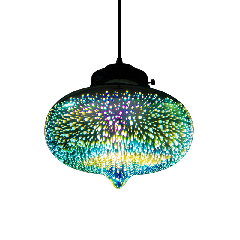 Cylinder/Oval/Cone Pendant Lighting Modern 3-D Colorful Glass 1 Light Chrome Led Hanging Ceiling Lamp Clearhalo 'Ceiling Lights' 'Glass shade' 'Glass' 'Modern Pendants' 'Modern' 'Pendant Lights' 'Pendants' Lighting' 772075