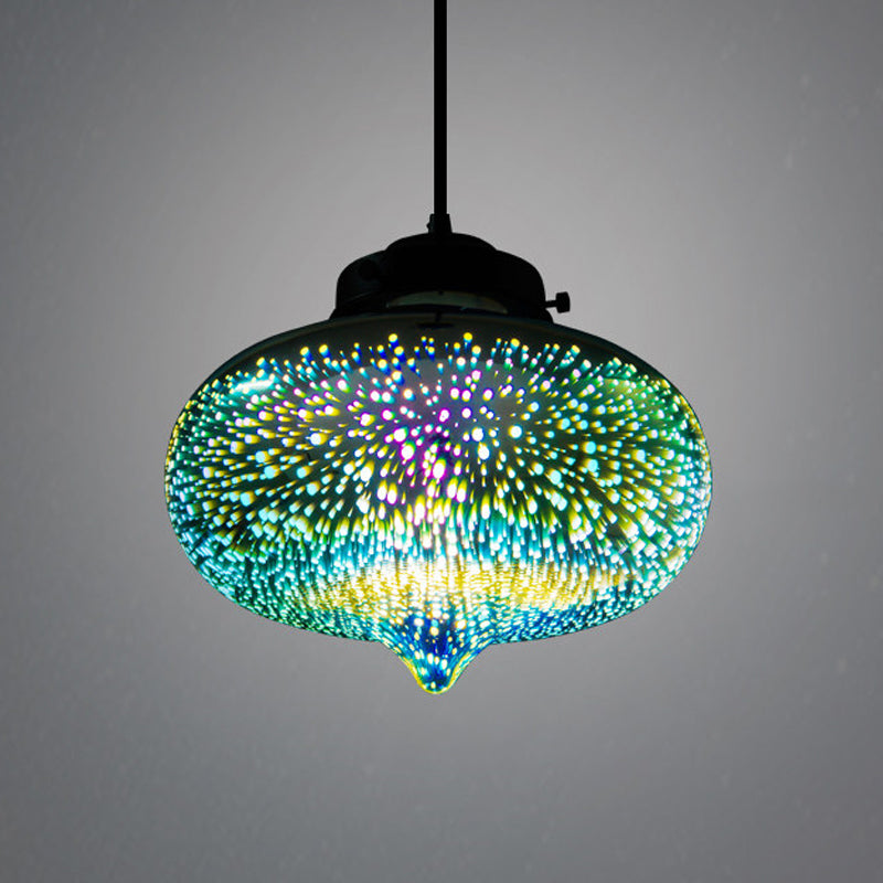 Cylinder/Oval/Cone Pendant Lighting Modern 3-D Colorful Glass 1 Light Chrome Led Hanging Ceiling Lamp Clearhalo 'Ceiling Lights' 'Glass shade' 'Glass' 'Modern Pendants' 'Modern' 'Pendant Lights' 'Pendants' Lighting' 772076