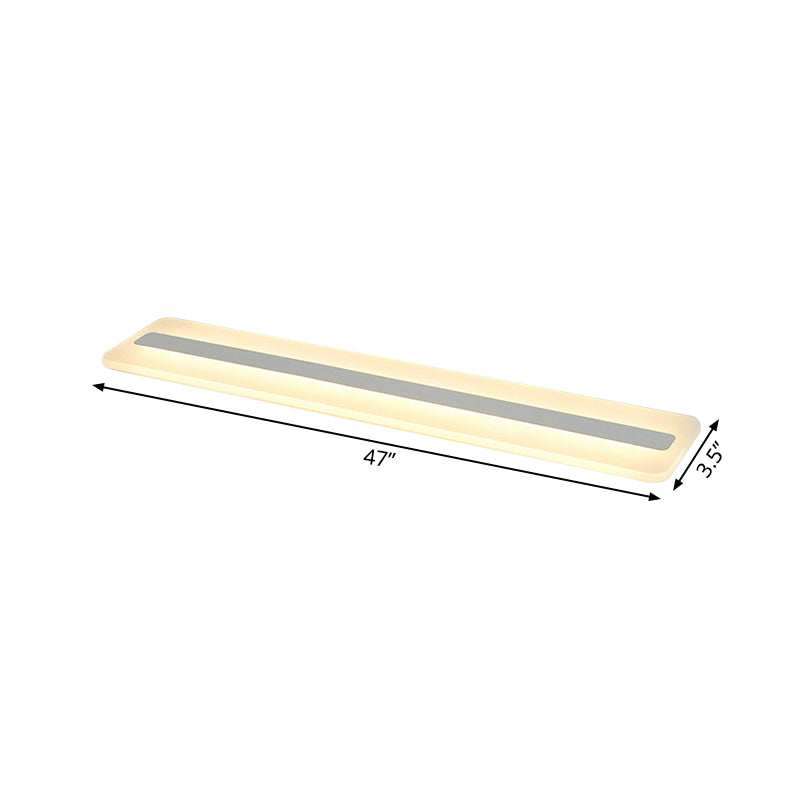 16"/23.5"/31.5" Wide Linear Acrylic Flush Mount Light Modern LED White Ceiling Mounted Fixture in Warm/White Light Clearhalo 'Ceiling Lights' 'Close To Ceiling Lights' 'Close to ceiling' 'Flush mount' Lighting' 772091