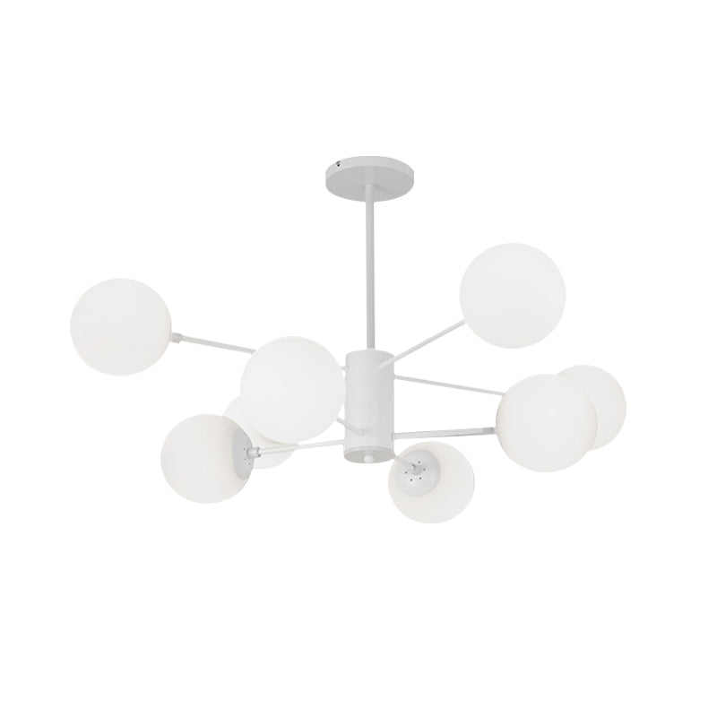 White Globe Hanging Chandelier Simplicity 6/8 Lights Milk Glass Chandelier Light for Living Room Clearhalo 'Ceiling Lights' 'Chandeliers' 'Glass shade' 'Glass' 'Modern Chandeliers' 'Modern' Lighting' 772107