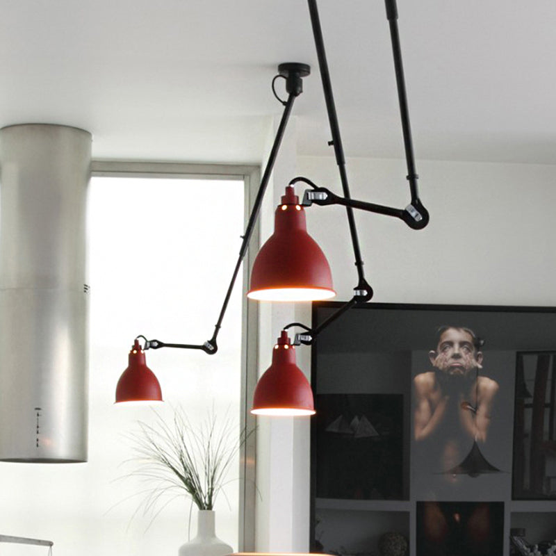 Dome Metallic Shade Pendant Lamp Modern Style 1 Bulb Black/Gray Ceiling Lighting with Articulated Arm for Kitchen Clearhalo 'Ceiling Lights' 'Modern Pendants' 'Modern' 'Pendant Lights' 'Pendants' Lighting' 772145