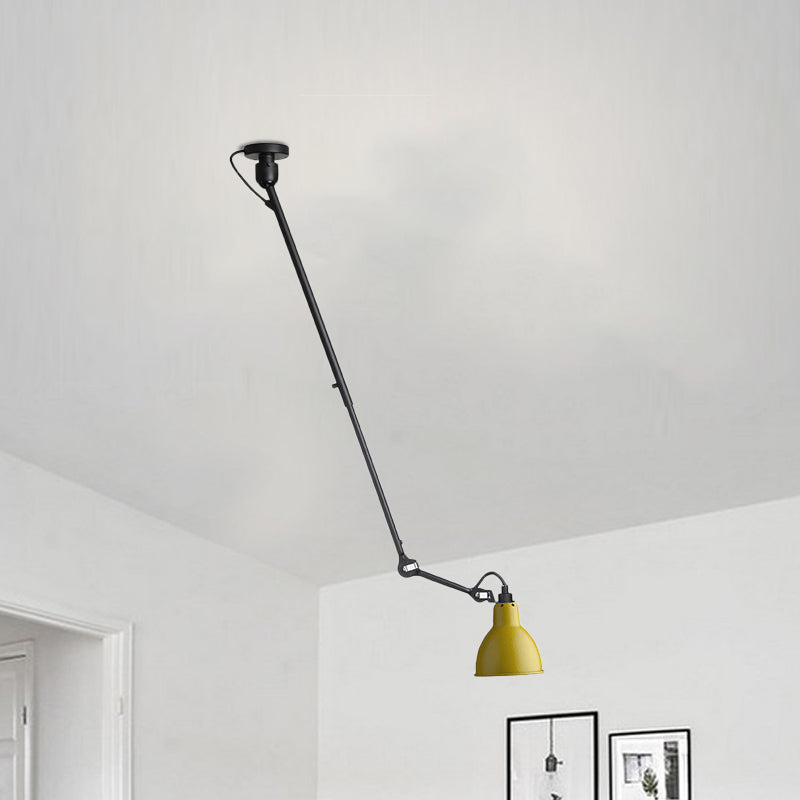 Dome Metallic Shade Pendant Lamp Modern Style 1 Bulb Black/Gray Ceiling Lighting with Articulated Arm for Kitchen Yellow Clearhalo 'Ceiling Lights' 'Modern Pendants' 'Modern' 'Pendant Lights' 'Pendants' Lighting' 772149