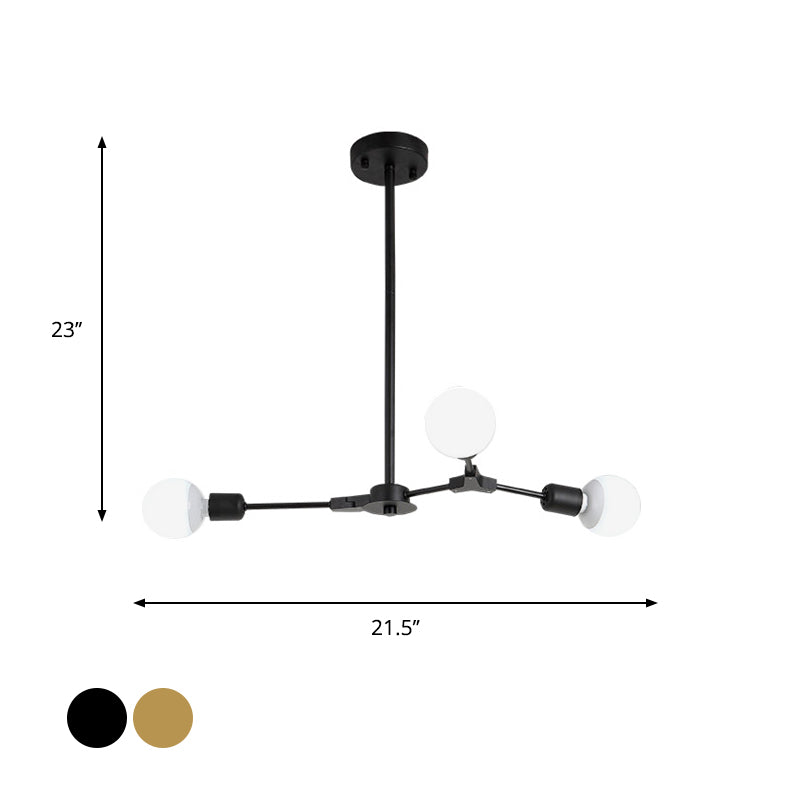 Rotatable Branch Chandelier Nordic Style Metal 3/6 Lights Black/Gold Hanging Pendant Light Clearhalo 'Ceiling Lights' 'Chandeliers' 'Modern Chandeliers' 'Modern' Lighting' 772169