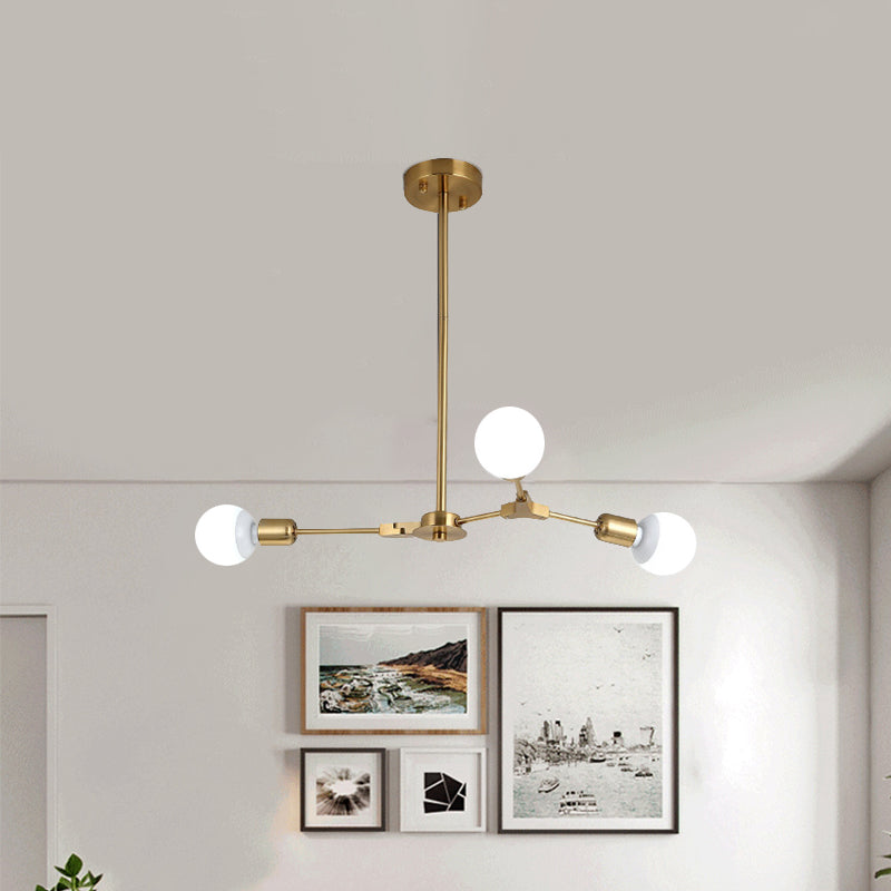 Rotatable Branch Chandelier Nordic Style Metal 3/6 Lights Black/Gold Hanging Pendant Light Clearhalo 'Ceiling Lights' 'Chandeliers' 'Modern Chandeliers' 'Modern' Lighting' 772171