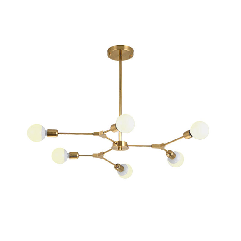 Rotatable Branch Chandelier Nordic Style Metal 3/6 Lights Black/Gold Hanging Pendant Light Clearhalo 'Ceiling Lights' 'Chandeliers' 'Modern Chandeliers' 'Modern' Lighting' 772181