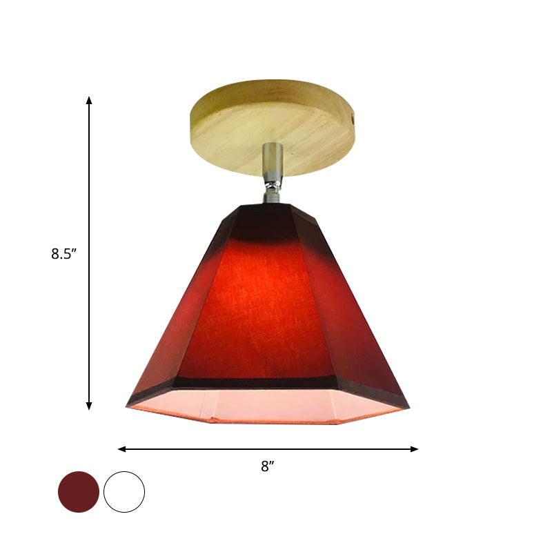 1 Light Semi Flush Light Country Style Geometric Wood Angle Adjustable Ceiling Light Fixture in Brown/White Clearhalo 'Ceiling Lights' 'Close To Ceiling Lights' 'Close to ceiling' 'Semi-flushmount' Lighting' 772291