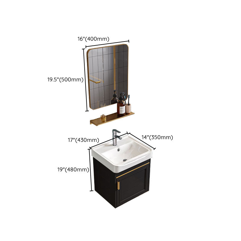 Single Sink Modern Sink Vanity Black Wall Mount Rectangular Bath Vanity Clearhalo 'Bathroom Remodel & Bathroom Fixtures' 'Bathroom Vanities' 'bathroom_vanities' 'Home Improvement' 'home_improvement' 'home_improvement_bathroom_vanities' 7725091