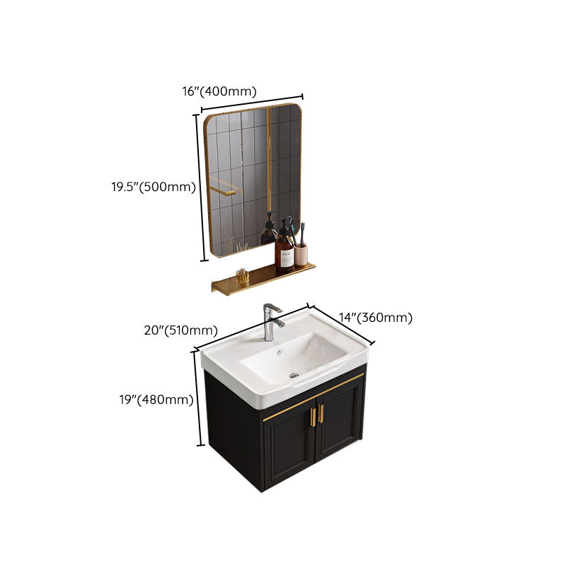 Single Sink Modern Sink Vanity Black Wall Mount Rectangular Bath Vanity Clearhalo 'Bathroom Remodel & Bathroom Fixtures' 'Bathroom Vanities' 'bathroom_vanities' 'Home Improvement' 'home_improvement' 'home_improvement_bathroom_vanities' 7725092