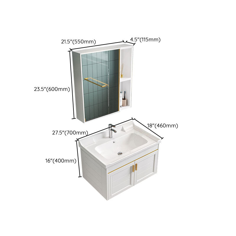 Single White Modern Bath Vanity Metal Base Wall Mount Sink Vanity Clearhalo 'Bathroom Remodel & Bathroom Fixtures' 'Bathroom Vanities' 'bathroom_vanities' 'Home Improvement' 'home_improvement' 'home_improvement_bathroom_vanities' 7725153