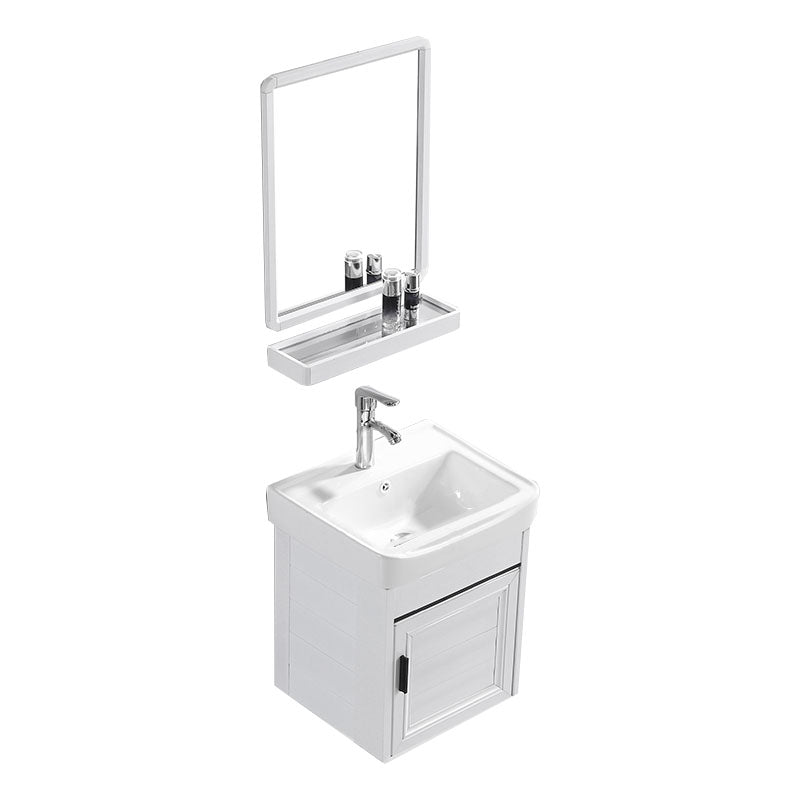 Modern White Wall Mount Bathroom Sink Vanity with Faucet Sink Vanity & Faucet & Mirrors 17"L x 14"W x 19"H Towel Bar Not Included Clearhalo 'Bathroom Remodel & Bathroom Fixtures' 'Bathroom Vanities' 'bathroom_vanities' 'Home Improvement' 'home_improvement' 'home_improvement_bathroom_vanities' 7725317