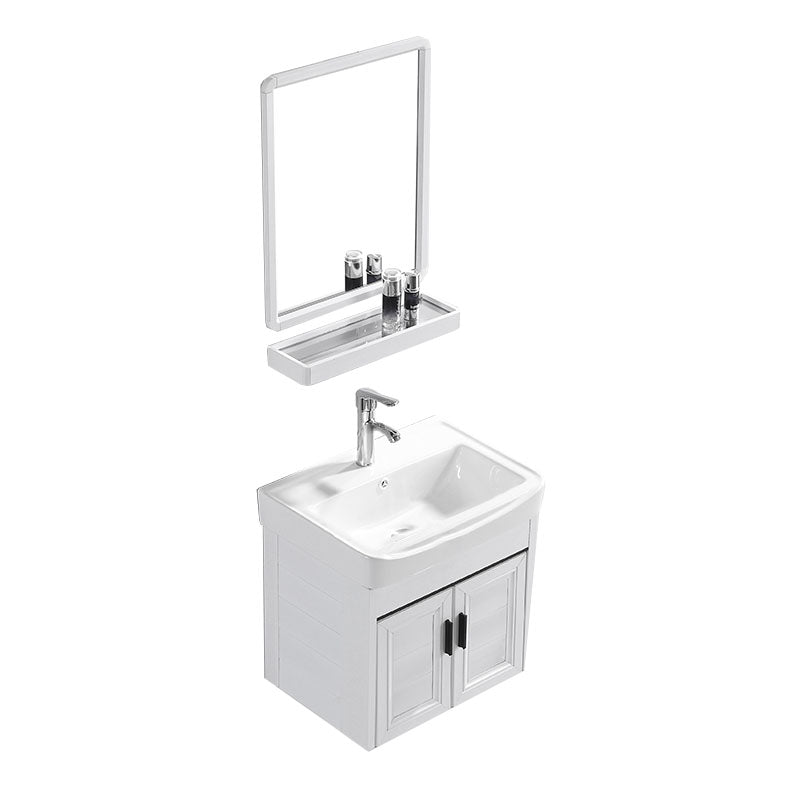 Modern White Wall Mount Bathroom Sink Vanity with Faucet Sink Vanity & Faucet & Mirrors 20"L x 14"W x 19"H Towel Bar Not Included Clearhalo 'Bathroom Remodel & Bathroom Fixtures' 'Bathroom Vanities' 'bathroom_vanities' 'Home Improvement' 'home_improvement' 'home_improvement_bathroom_vanities' 7725318