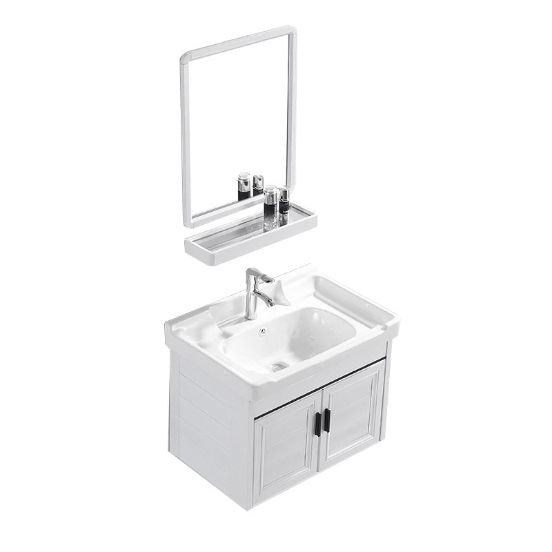 Modern White Wall Mount Bathroom Sink Vanity with Faucet Sink Vanity & Faucet & Mirrors Towel Bar Not Included Clearhalo 'Bathroom Remodel & Bathroom Fixtures' 'Bathroom Vanities' 'bathroom_vanities' 'Home Improvement' 'home_improvement' 'home_improvement_bathroom_vanities' 7725320