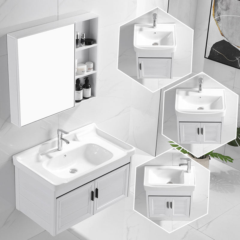 Modern White Wall Mount Bathroom Sink Vanity with Faucet Sink Clearhalo 'Bathroom Remodel & Bathroom Fixtures' 'Bathroom Vanities' 'bathroom_vanities' 'Home Improvement' 'home_improvement' 'home_improvement_bathroom_vanities' 7725321