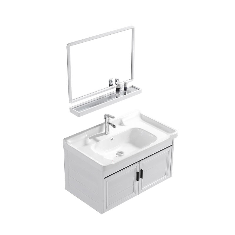 Modern White Wall Mount Bathroom Sink Vanity with Faucet Sink Vanity & Faucet & Mirrors Towel Bar Not Included Clearhalo 'Bathroom Remodel & Bathroom Fixtures' 'Bathroom Vanities' 'bathroom_vanities' 'Home Improvement' 'home_improvement' 'home_improvement_bathroom_vanities' 7725322