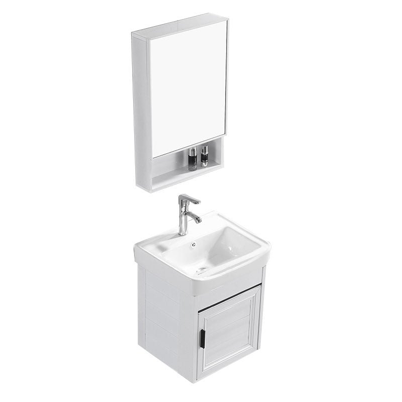 Modern White Wall Mount Bathroom Sink Vanity with Faucet Sink Vanity & Faucet & Mirror Cabinet 17"L x 14"W x 19"H Towel Bar Not Included Clearhalo 'Bathroom Remodel & Bathroom Fixtures' 'Bathroom Vanities' 'bathroom_vanities' 'Home Improvement' 'home_improvement' 'home_improvement_bathroom_vanities' 7725324