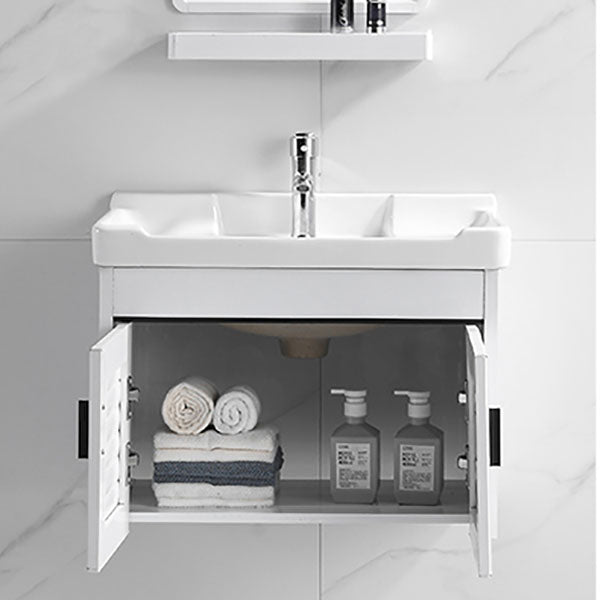 Modern White Wall Mount Bathroom Sink Vanity with Faucet Sink Clearhalo 'Bathroom Remodel & Bathroom Fixtures' 'Bathroom Vanities' 'bathroom_vanities' 'Home Improvement' 'home_improvement' 'home_improvement_bathroom_vanities' 7725327