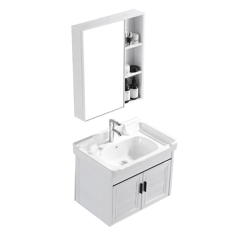 Modern White Wall Mount Bathroom Sink Vanity with Faucet Sink Vanity & Faucet & Mirror Cabinet Towel Bar Not Included Clearhalo 'Bathroom Remodel & Bathroom Fixtures' 'Bathroom Vanities' 'bathroom_vanities' 'Home Improvement' 'home_improvement' 'home_improvement_bathroom_vanities' 7725328