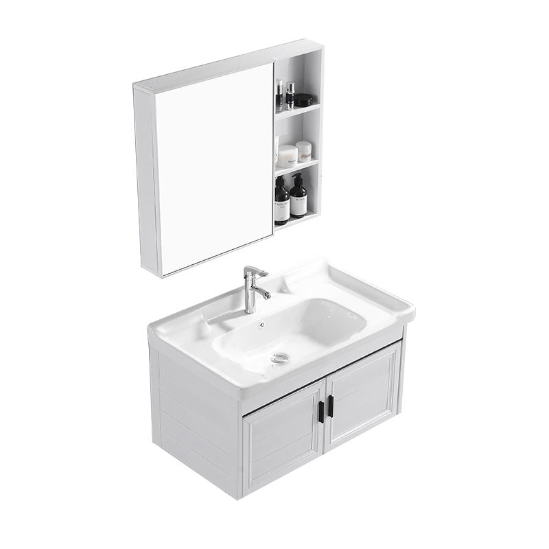 Modern White Wall Mount Bathroom Sink Vanity with Faucet Sink Vanity & Faucet & Mirror Cabinet Towel Bar Not Included Clearhalo 'Bathroom Remodel & Bathroom Fixtures' 'Bathroom Vanities' 'bathroom_vanities' 'Home Improvement' 'home_improvement' 'home_improvement_bathroom_vanities' 7725331