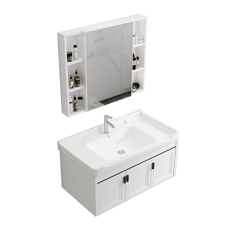 Modern White Wall Mount Bathroom Sink Vanity with Faucet Sink Vanity & Faucet & Mirror Cabinet Towel Bar Not Included Clearhalo 'Bathroom Remodel & Bathroom Fixtures' 'Bathroom Vanities' 'bathroom_vanities' 'Home Improvement' 'home_improvement' 'home_improvement_bathroom_vanities' 7725333
