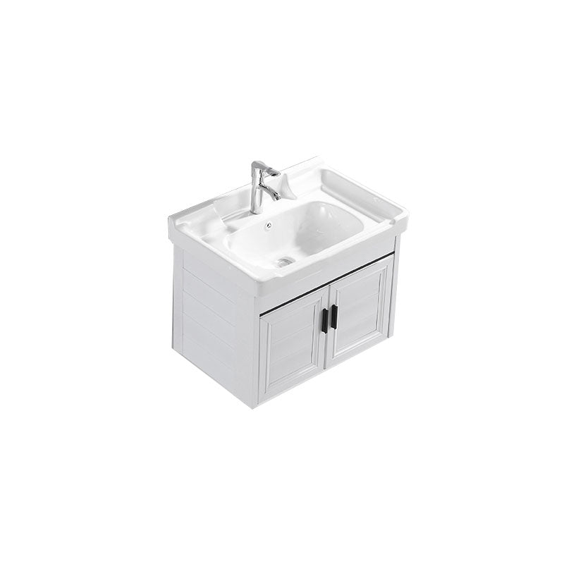 Modern White Wall Mount Bathroom Sink Vanity with Faucet Sink Vanity & Faucet 24"L x 16"W x 19"H Towel Bar Not Included Clearhalo 'Bathroom Remodel & Bathroom Fixtures' 'Bathroom Vanities' 'bathroom_vanities' 'Home Improvement' 'home_improvement' 'home_improvement_bathroom_vanities' 7725338