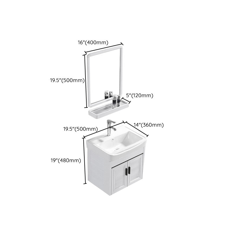 Modern White Wall Mount Bathroom Sink Vanity with Faucet Sink Clearhalo 'Bathroom Remodel & Bathroom Fixtures' 'Bathroom Vanities' 'bathroom_vanities' 'Home Improvement' 'home_improvement' 'home_improvement_bathroom_vanities' 7725346