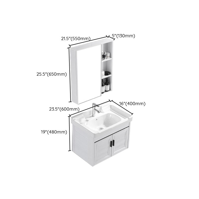Modern White Wall Mount Bathroom Sink Vanity with Faucet Sink Clearhalo 'Bathroom Remodel & Bathroom Fixtures' 'Bathroom Vanities' 'bathroom_vanities' 'Home Improvement' 'home_improvement' 'home_improvement_bathroom_vanities' 7725348