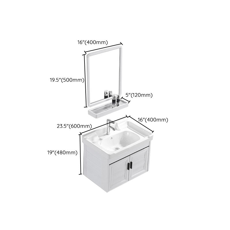 Modern White Wall Mount Bathroom Sink Vanity with Faucet Sink Clearhalo 'Bathroom Remodel & Bathroom Fixtures' 'Bathroom Vanities' 'bathroom_vanities' 'Home Improvement' 'home_improvement' 'home_improvement_bathroom_vanities' 7725349