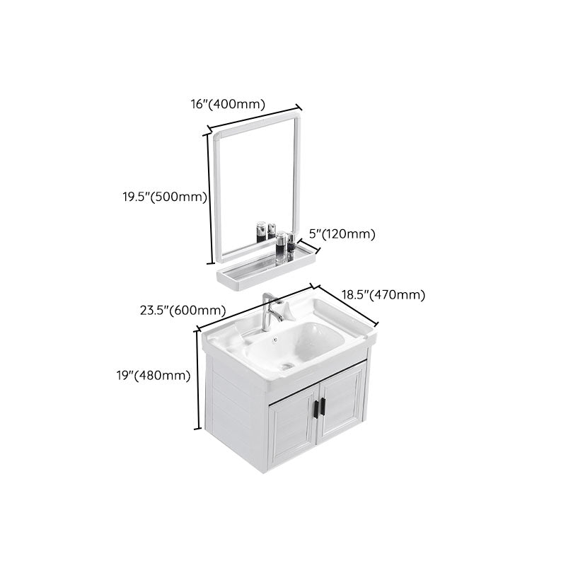 Modern White Wall Mount Bathroom Sink Vanity with Faucet Sink Clearhalo 'Bathroom Remodel & Bathroom Fixtures' 'Bathroom Vanities' 'bathroom_vanities' 'Home Improvement' 'home_improvement' 'home_improvement_bathroom_vanities' 7725353