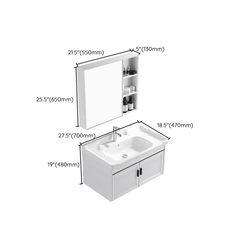 Modern White Wall Mount Bathroom Sink Vanity with Faucet Sink Clearhalo 'Bathroom Remodel & Bathroom Fixtures' 'Bathroom Vanities' 'bathroom_vanities' 'Home Improvement' 'home_improvement' 'home_improvement_bathroom_vanities' 7725354