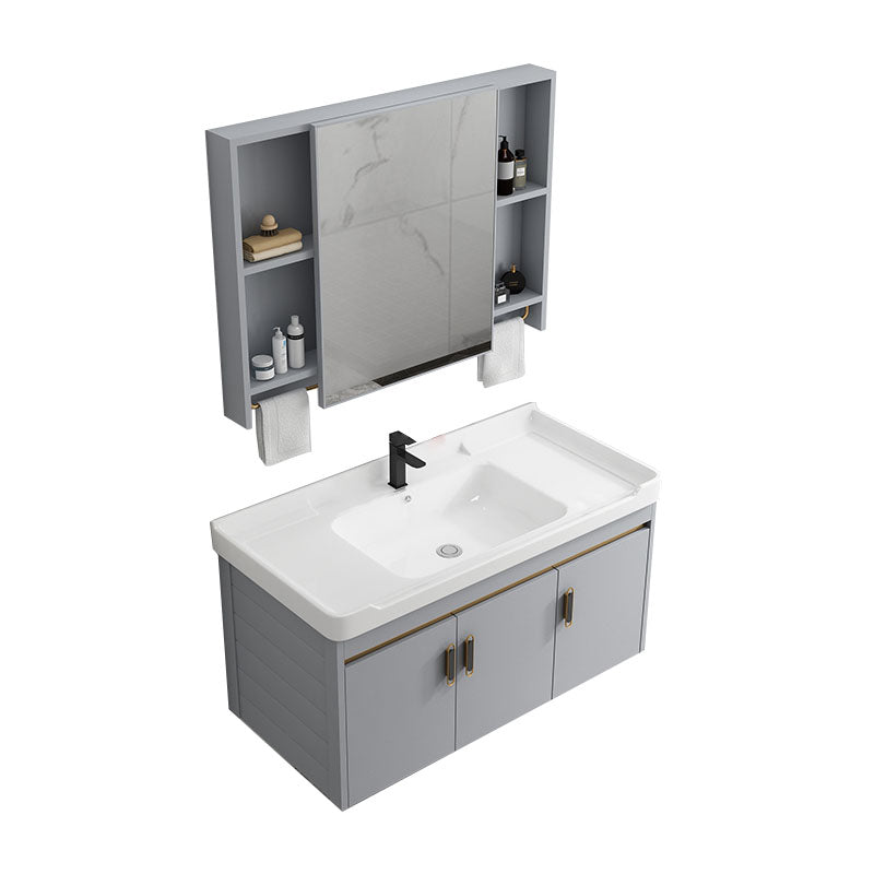 Wall Mount Sink Included Bathroom Sink Vanity with Doors Sink Vanity & Faucet & Mirror Cabinet White Clearhalo 'Bathroom Remodel & Bathroom Fixtures' 'Bathroom Vanities' 'bathroom_vanities' 'Home Improvement' 'home_improvement' 'home_improvement_bathroom_vanities' 7725375