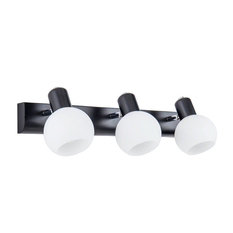 Multi Globe Opal Glass Wall Hanging Light Modern 3-Bulb Bathroom Sconce Lamp in Black/White Clearhalo 'Cast Iron' 'Glass' 'Industrial' 'Modern wall lights' 'Modern' 'Tiffany' 'Traditional wall lights' 'Wall Lamps & Sconces' 'Wall Lights' Lighting' 773116