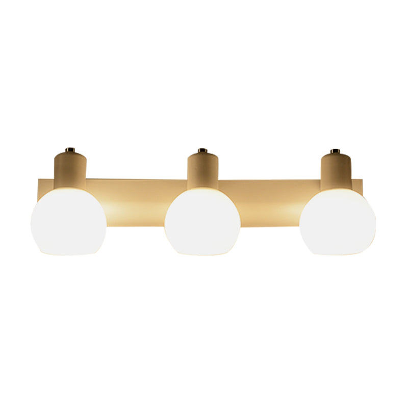 Multi Globe Opal Glass Wall Hanging Light Modern 3-Bulb Bathroom Sconce Lamp in Black/White Clearhalo 'Cast Iron' 'Glass' 'Industrial' 'Modern wall lights' 'Modern' 'Tiffany' 'Traditional wall lights' 'Wall Lamps & Sconces' 'Wall Lights' Lighting' 773121